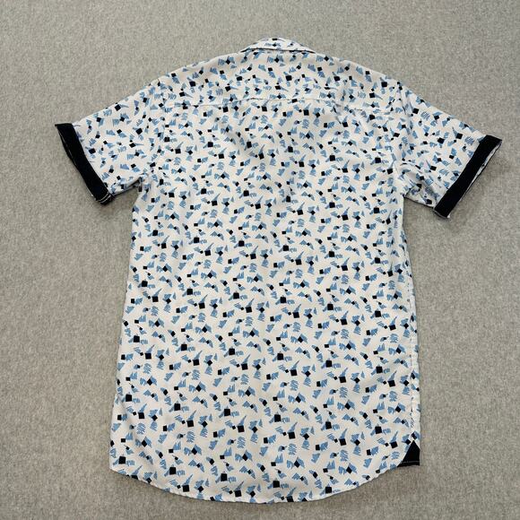 Button Up Shirt Bundle of 2 Mens S Blue Flamingo Geometric Print Short Sleeves - Picture 3 of 12